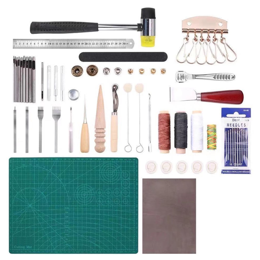 ZPAQI 69 Pieces/Set Leather Craft Working Tools Stitching Punching Engraving Tools Useful Leathercraft Equipment Accessories
