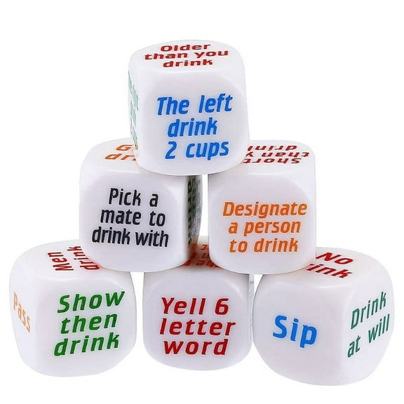 ZPAQI 6Pcs 25mm Adult Party Game Playing Drinking Wine Dices Game Drink Decider Dices