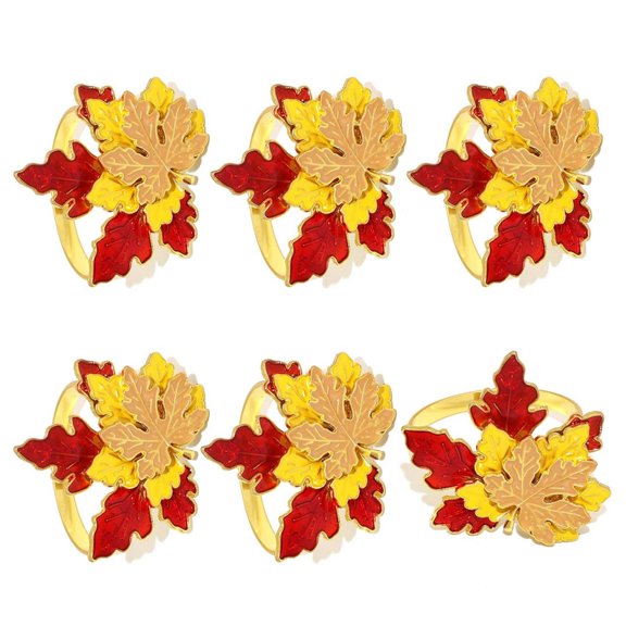 ZPAQI 6Pcs Maple Leaf Napkin Rings Simple Napkin Holder Wedding Table Decoration