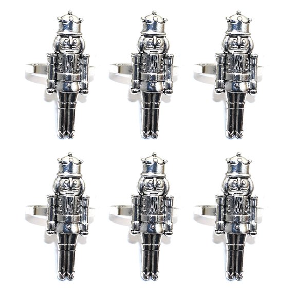 ZPAQI 6pcs Christmas Decoration Nutcrackers Napkin Rings Holder for New Year Wedding