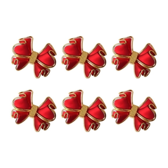 ZPAQI 6pcs Red -Bow Napkin Rings Candlelight Dinner Napkin Buckle Dinner Tables Decor