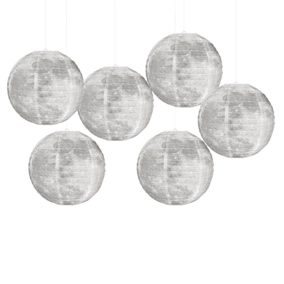 ZPAQI 6pieces Moon Paper Lamp Ceiling Ornament Mysterious Space Themed Decoration