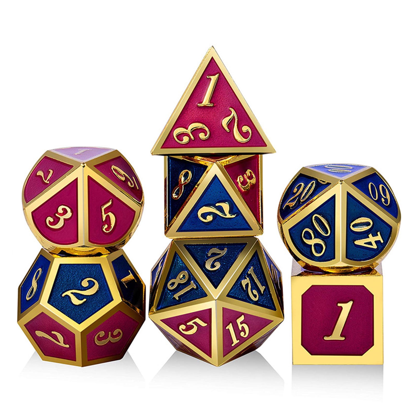 ZPAQI 7Pcs/pack Metal D4 D6 D8 D10 D12 D20 Game Props Educational Toys Digital Dices