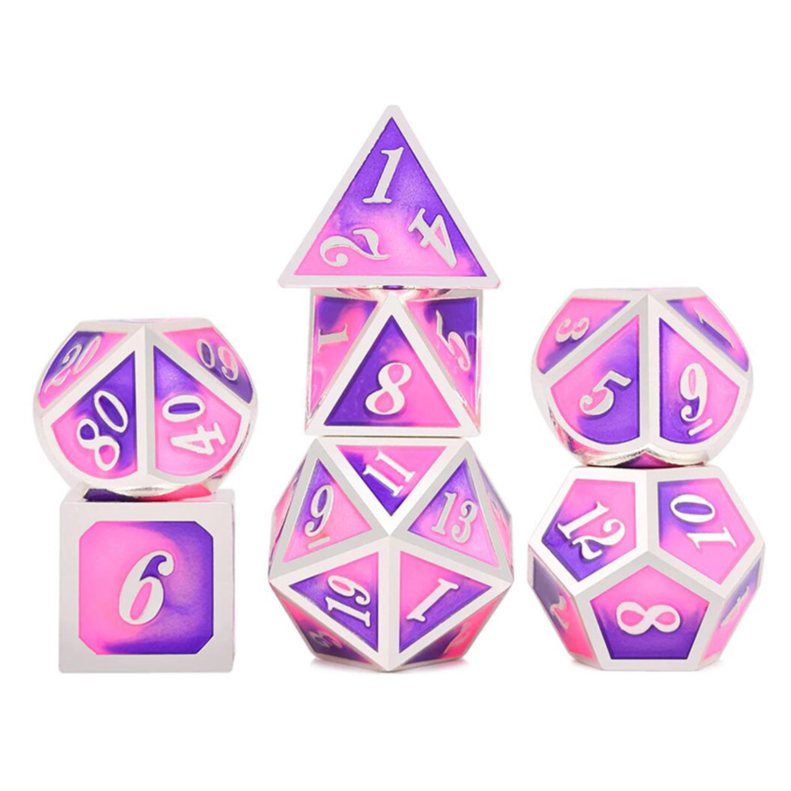 ZPAQI 7Pcs/pack Metal D4 D6 D8 D10 D12 D20 Game Props Educational Toys Digital Dices