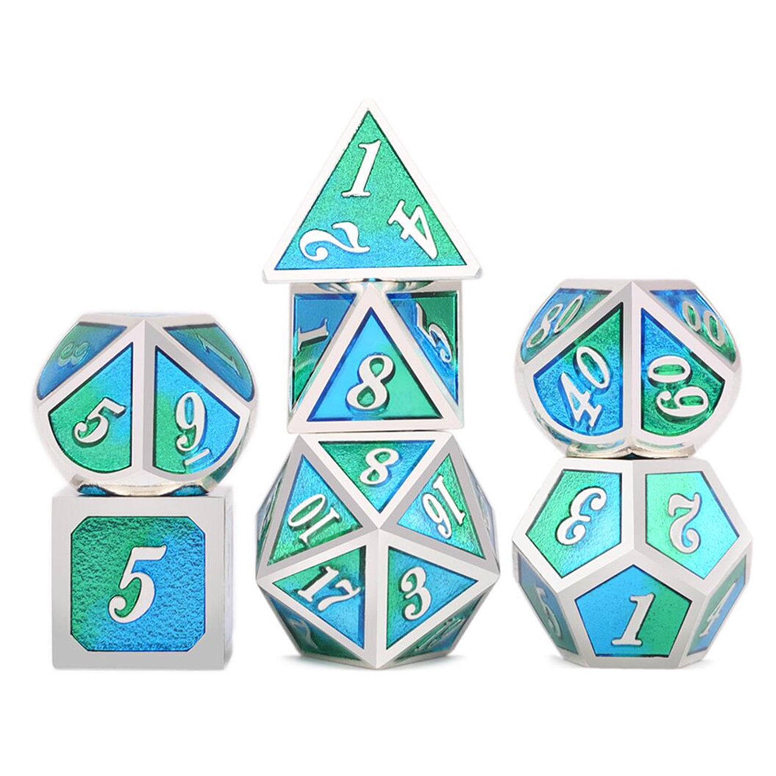 ZPAQI 7Pcs/pack Metal D4 D6 D8 D10 D12 D20 Game Props Educational Toys Digital Dices