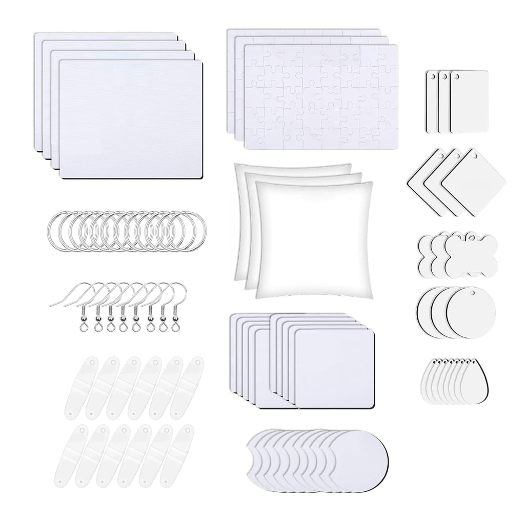 ZPAQI 82Pcs Clear Acrylic Sublimation Blanks Customizable Heat Transfer Pendant Set