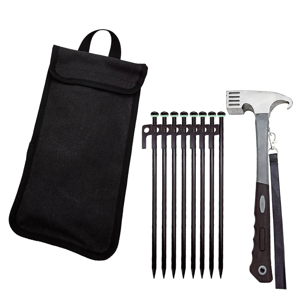 ZPAQI 8Pcs Tent Stakes with Hammer Heavy Dutys Tent Peg Fluorescent Ground Stakes