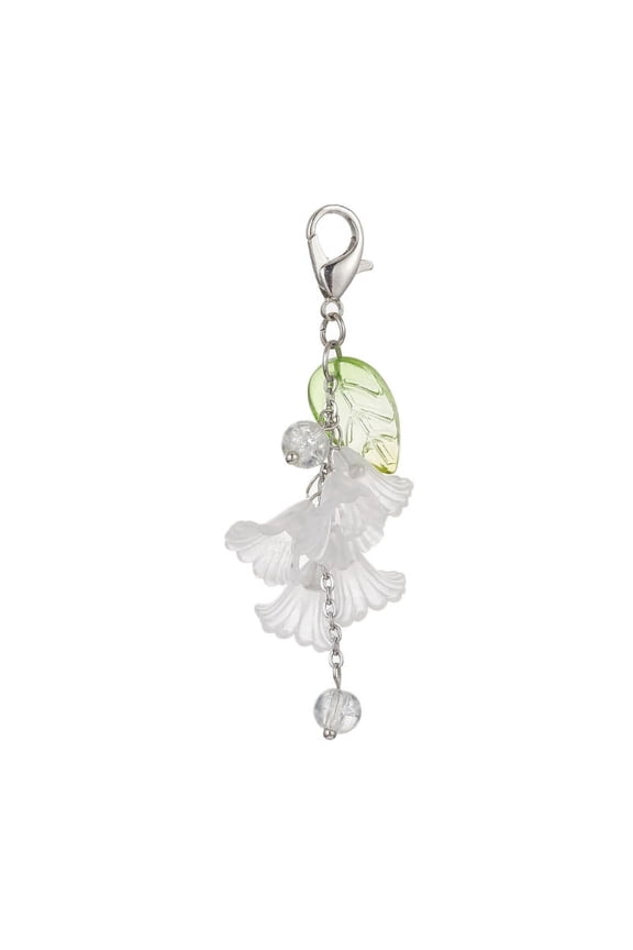 Acrylic Keyring Flower and Leaf Pendant Floral Drop Key Chain Blossom Key Rings