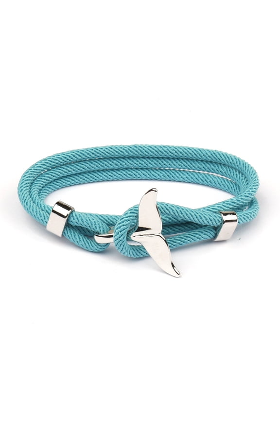 Adjustable Milan-Cord Rope Chain Wristband Whale Tail Wrap Bracelet for Men