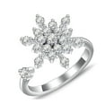thumbnail image 1 of ZPAQI Adjustable Women's Band Ring Silver Anti-Anxiety Open Flower Spinning Ring, 1 of 8