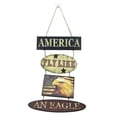 thumbnail image 1 of ZPAQI American Independence Day Sign Wood An Eagle Freedom Letters Pendant, 1 of 21
