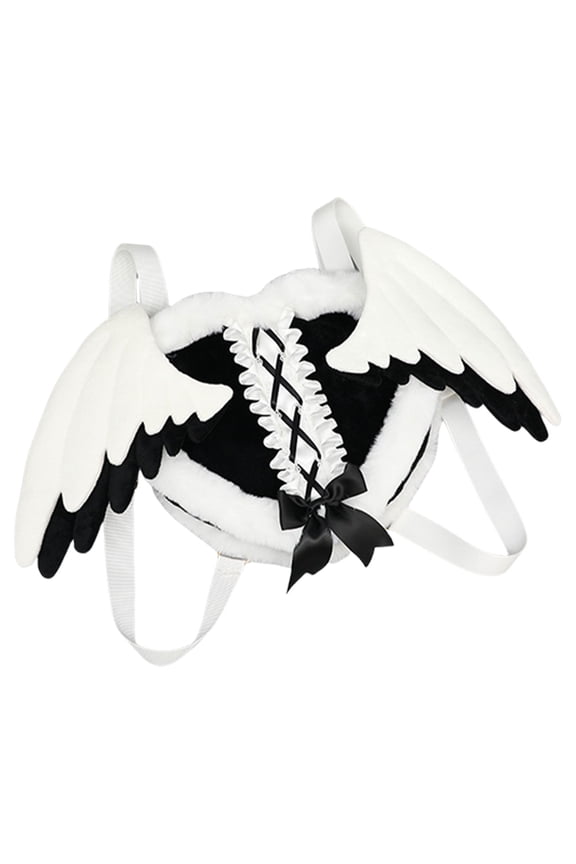 Animation Party Backpack Angel Wing Plush Shoulder Bag for Gathering