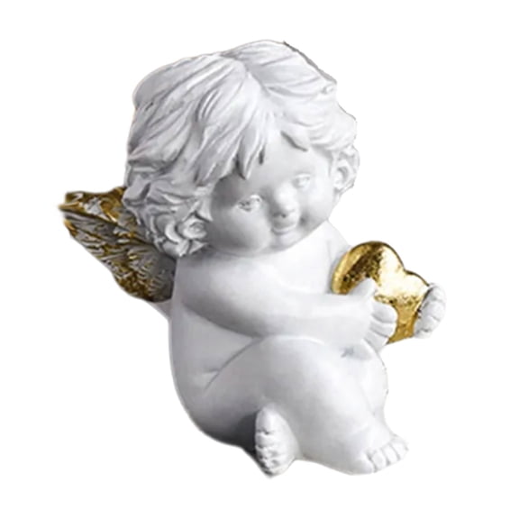 ZPAQI Baby Angelic Cherub Holding Heart Sculpture Tabletop Ornament for Anniversary