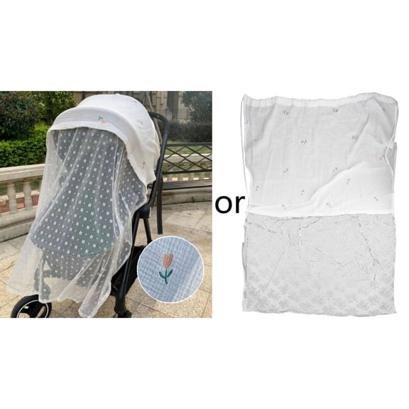 ZPAQI Baby Stroller Cover Gauze Sunshade Windshield Sunscreen Curtain Breathable Mesh Mosquitoes Net