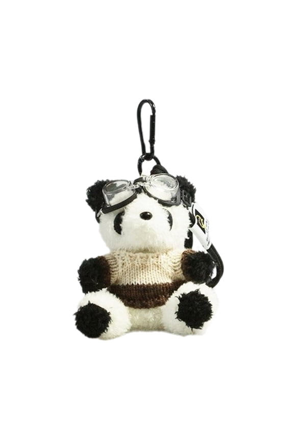 Bear Model Keychain Pilot Panda Keyring Plush Keychains Accessory for Women Men For Valentine's Day Gift