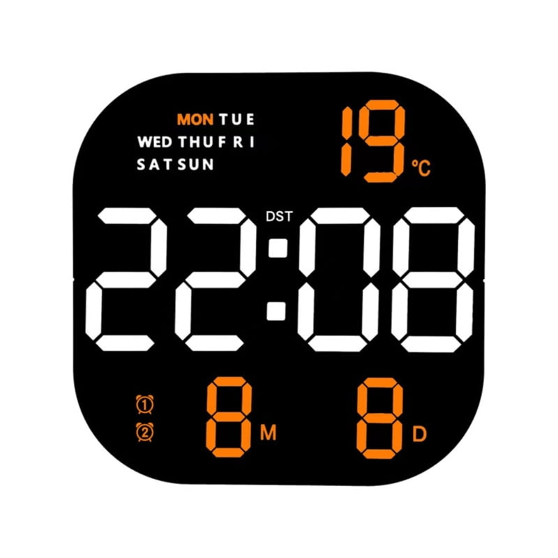 ZPAQI Big Digital LED Wall Alarm Clock with Calendar and Temperature Display for Room