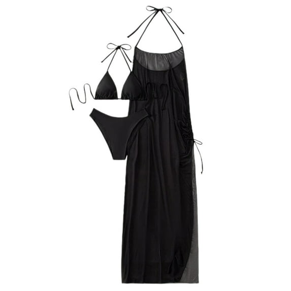 ZPAQI Bikini Swimsuit Long Beach Dress Deep V-neck Bikini Top Bikini Cover Up Dress