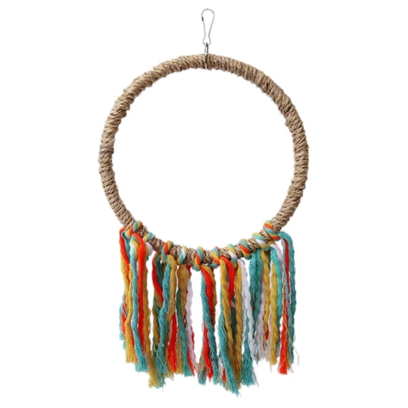 ZPAQI Bird Cage Toy Sisal Ring Perch Stand Parrot Chew Toy for Cockatiel Parakeet