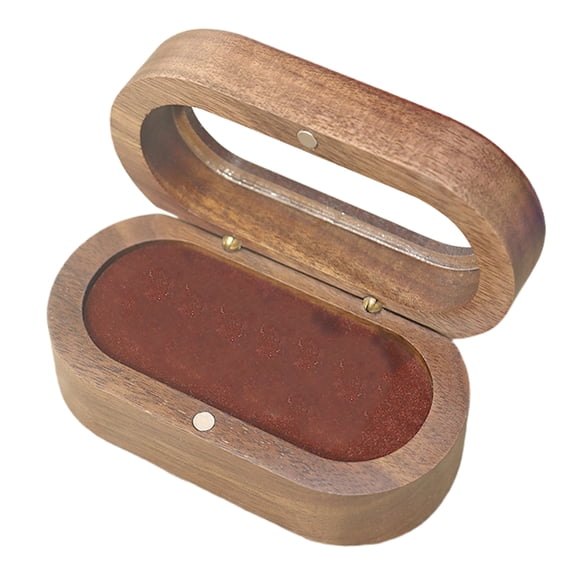 ZPAQI Black Walnut Four Slot Rings Case with Clear Lid Elegant Jewelry Display Holder