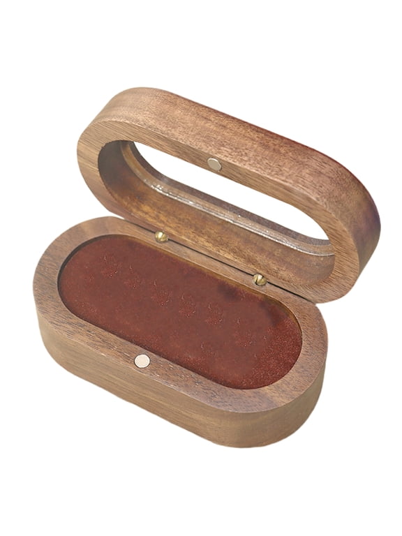 Black Walnut Four Slot Rings Case with Clear Lid Elegant Jewelry Display Holder