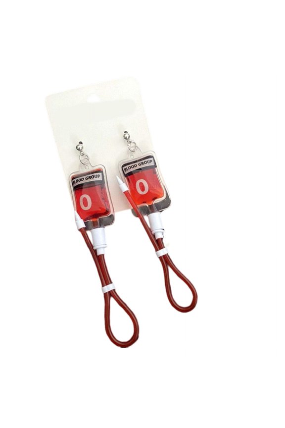 Blood Type Ear Studs Necklace Punk Dangle Drop Earhook for Women Gils Jewelry