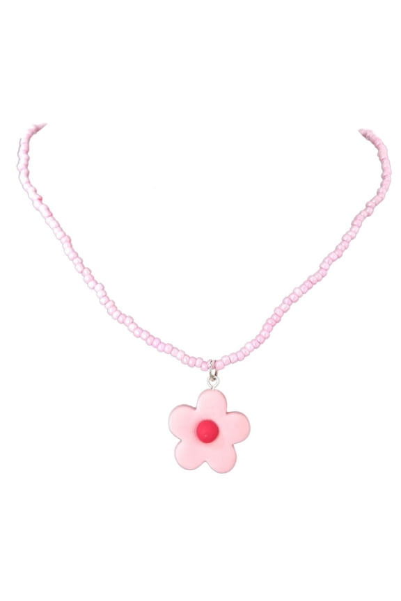 Bohemian Beaded Necklace Flower Necklace Colored Seed Bead Sunflower Necklace