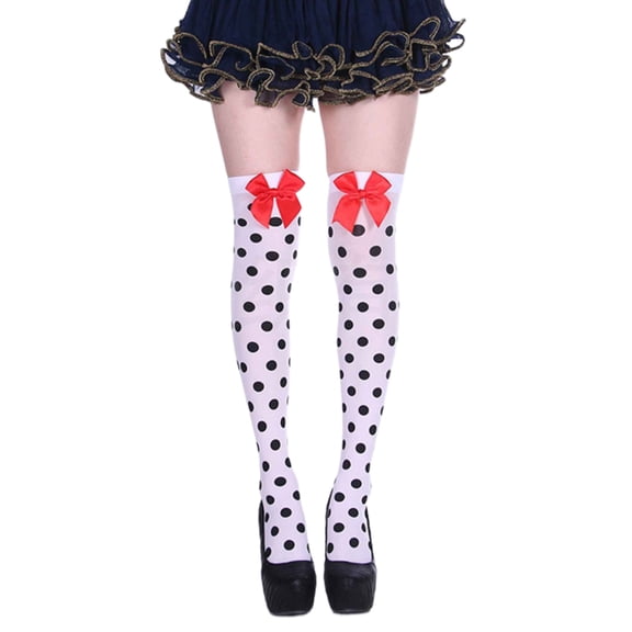 ZPAQI Bows Accent Thigh High Long Socks for Women Fishnet Stockings