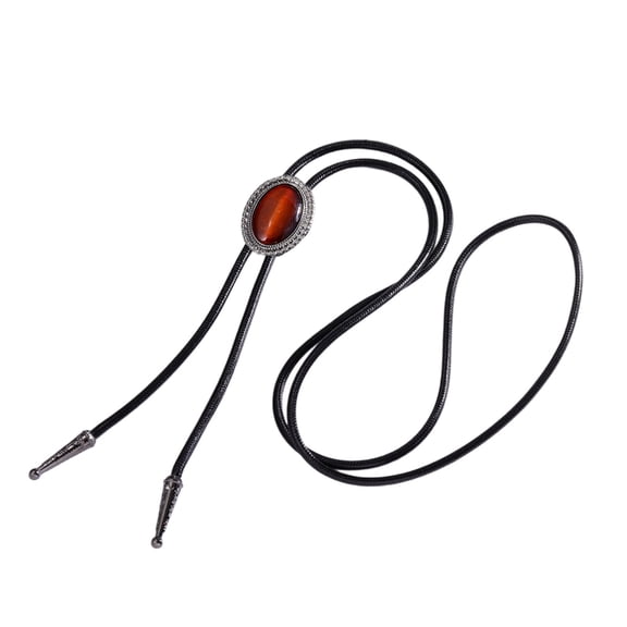 ZPAQI Braided Rope Necktie Oval Shape Gem Stone Pendant Bolo Tie Mens Fashion Jewelry