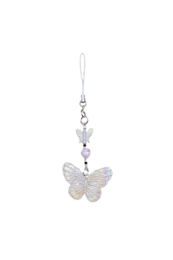 Butterfly Beaded Charm Pendant Chain Y2K Hanging Decoration for Keys Bag Purse