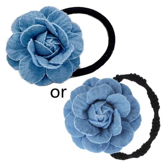 ZPAQI Camellia-Hair Clips for Women Blue Denim-Flower Hair Barrettes Classic-Hair