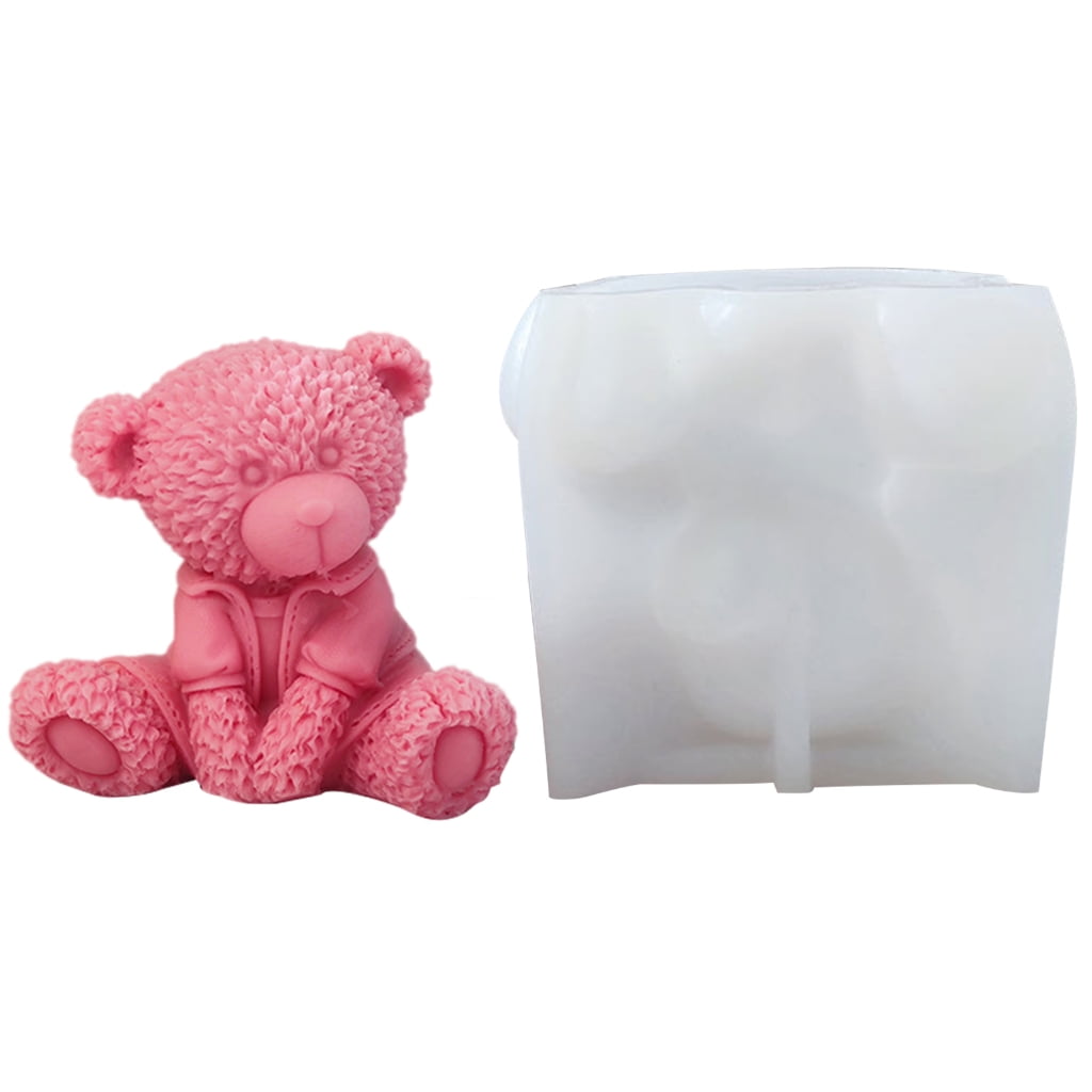 ZPAQI Candle Mold for Candle Making Sitting Bear Silicone Mold Aromatherapy Plaster