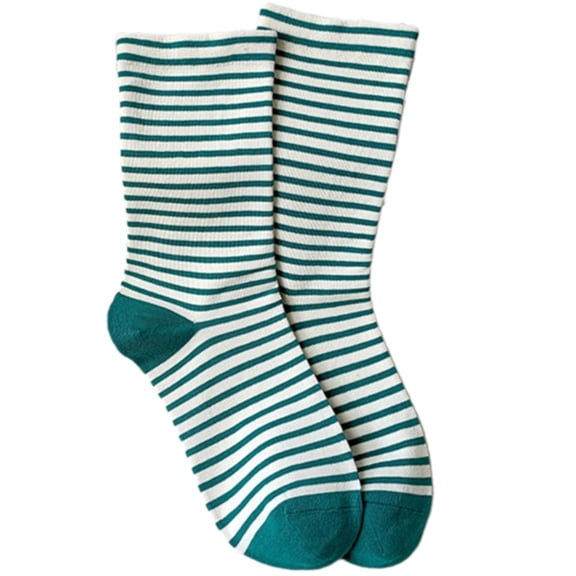 ZPAQI Casual Middle Calf Socks for Women Spring Autumn Harajuku Striped Crew Socks