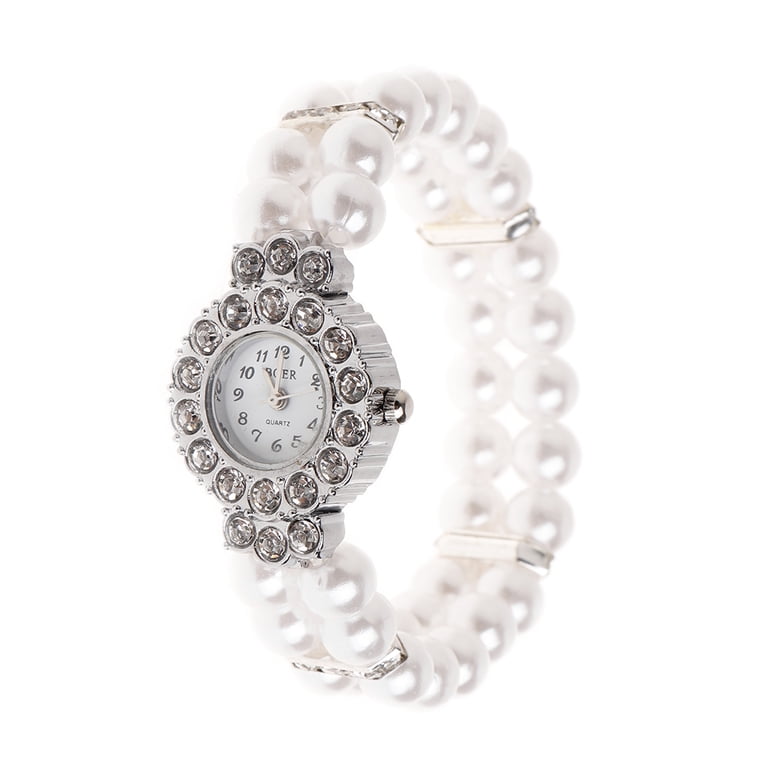 ZPAQI Casual Wristwatches Pearl Beaded Bracelet Watches 