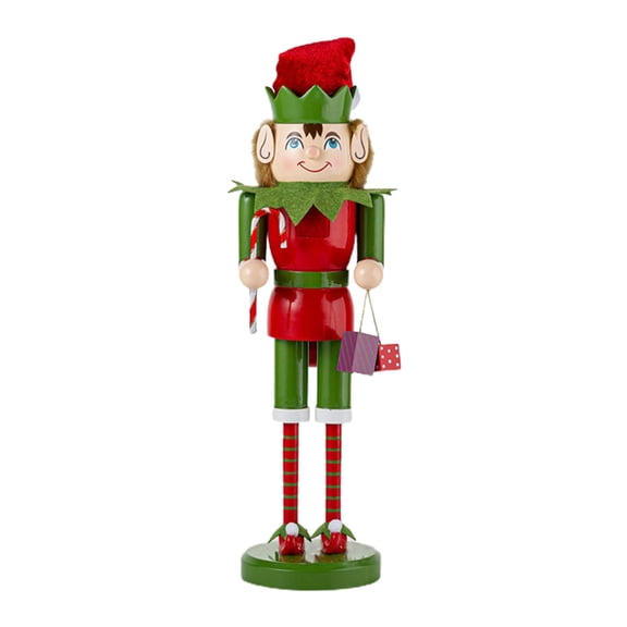 ZPAQI Christmas Elf Holiday Nutcracker Wooden Soldier King with Candy Gift Box Figure