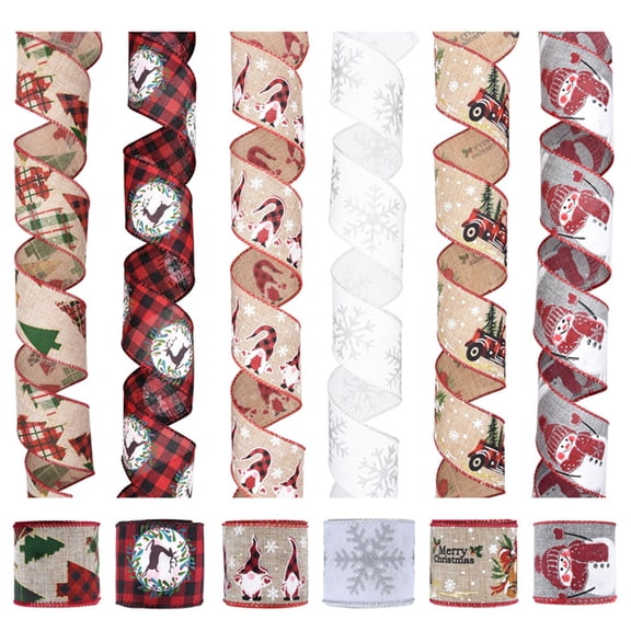 ZPAQI Christmas Ribbon Printed Burlap Ribbons for Gift Wrapping Wedding Decorations