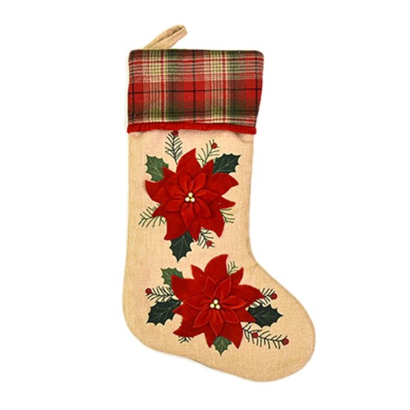 ZPAQI Christmas Stocking 18" Gnome Flower Xmas Stockings for Fireplace Hanging Decor