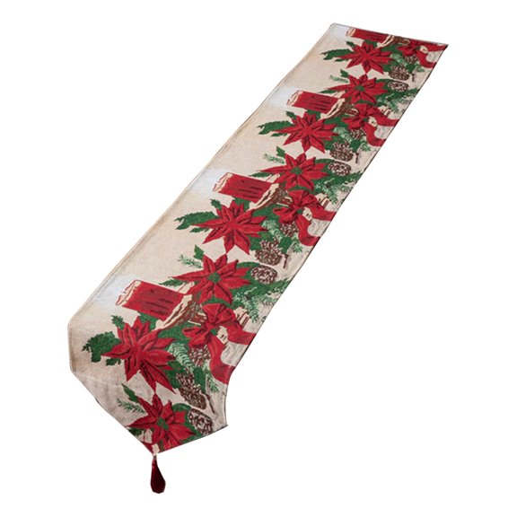 ZPAQI Christmas Table Runner Flower Ball Candle Desktop Decor Supplies