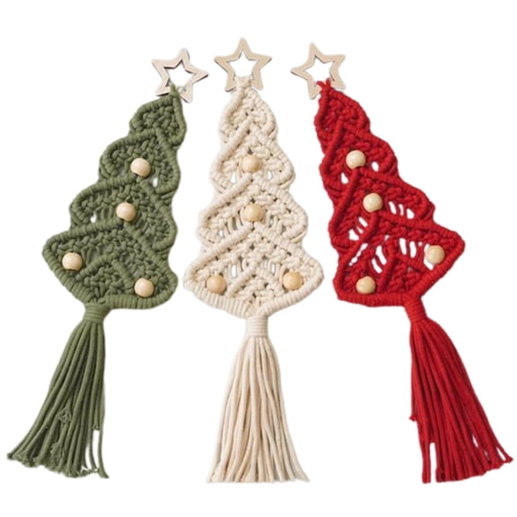 ZPAQI Christmas Tree Macrames Set Woven Tapestry Hanging Decoration for Beginner