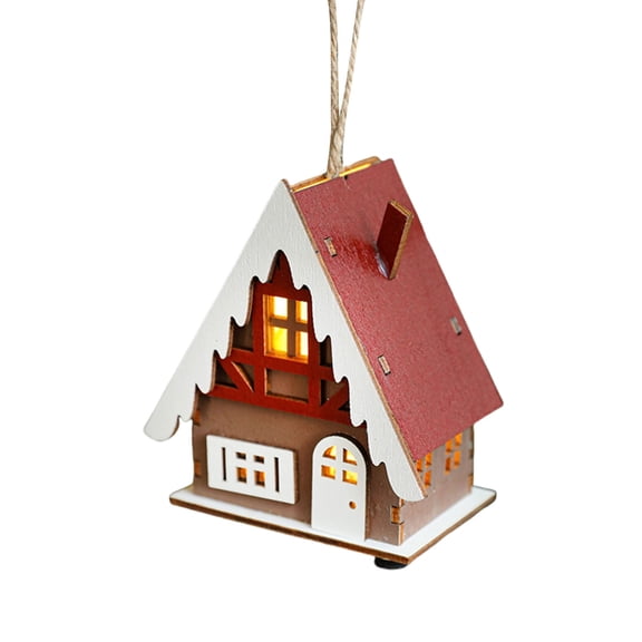 ZPAQI Christmas Wood Light Up Cottage Handmade Holiday Homes Decoration With LED