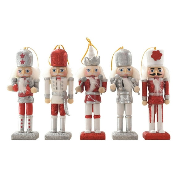 ZPAQI Christmas Wood Nutcracker Soldier Pendants Set of 4 Bookshelf Party Decor