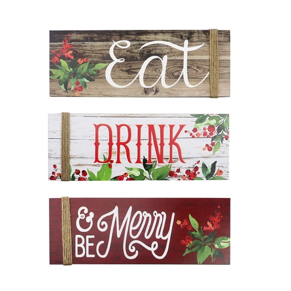 ZPAQI Christmas Wood Sign 1Set Eat Drink and Be Merry Letters Wooden Board Decor
