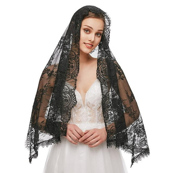 ZPAQI Church Veil Mantilla Latin Mass Veils Floral Lace Design Head Coverings