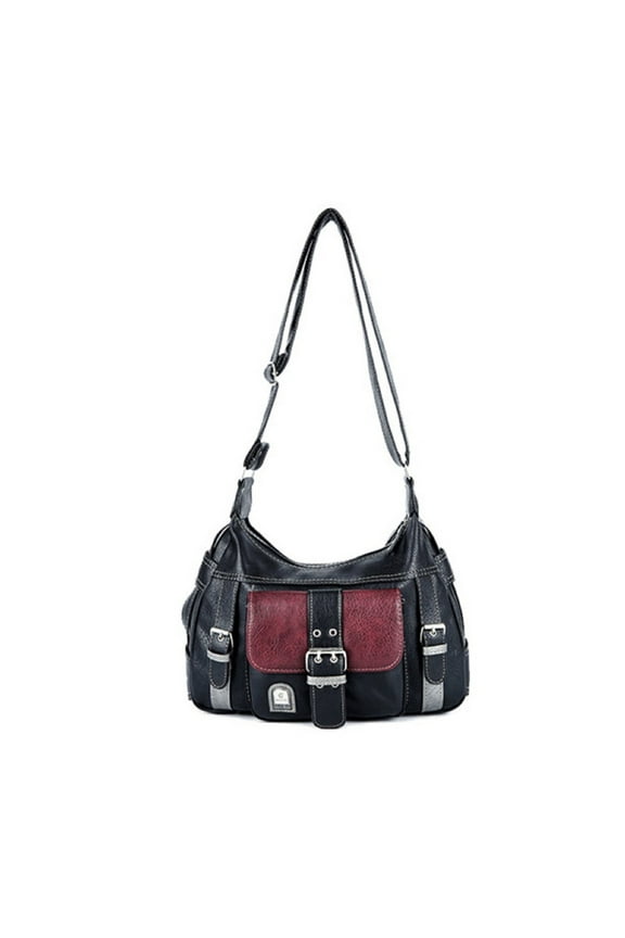Color-Block Shoulder Bag for Women PU Leather Crossbody Bag All-matching Handbag