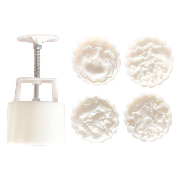 ZPAQI Cookie Cutter Pastry Tool Moon Cake Maker with 4 Different 3D Pattern Stamps