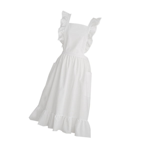ZPAQI Cooking Apron Plain Work Apron Pinafore Dress Serving Apron for Kitchen Cafe