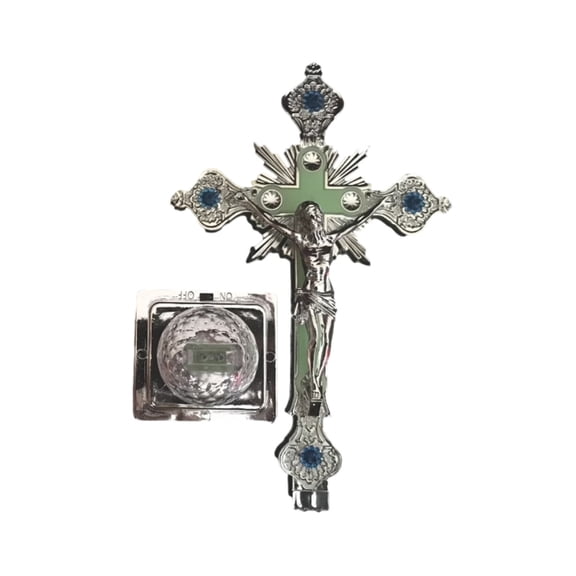 ZPAQI Cross Shaped LED Night Lamp Church Ornament Standing Catholic Crucifix Statue