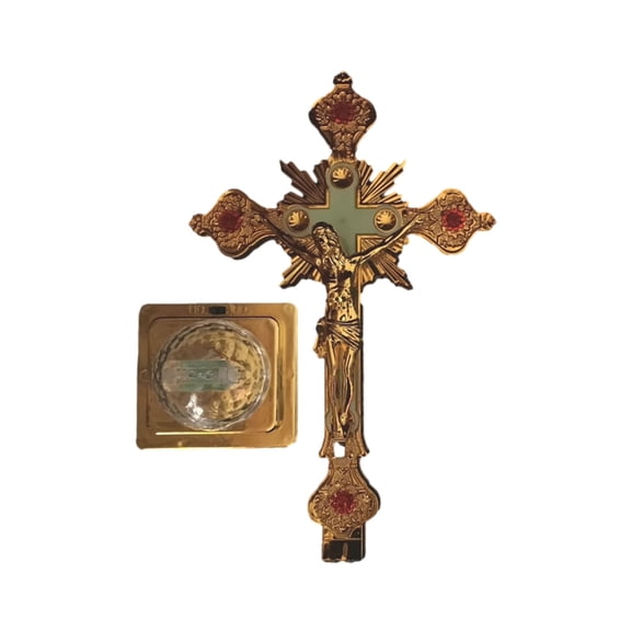 ZPAQI Cross Shaped LED Night Lamp Church Ornament Standing Catholic Crucifix Statue