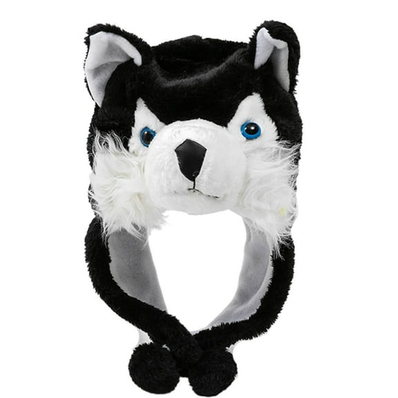 ZPAQI Cute Wolf Plush Hat Cartoon Dress Up Animal Plush Hat Beanie Hat for Adult Kid