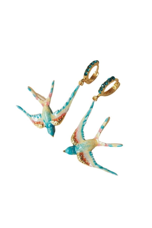 Delicate Enamel Swallow Earrings Charm Sturdy Ear Pendant For Long Lasting Use