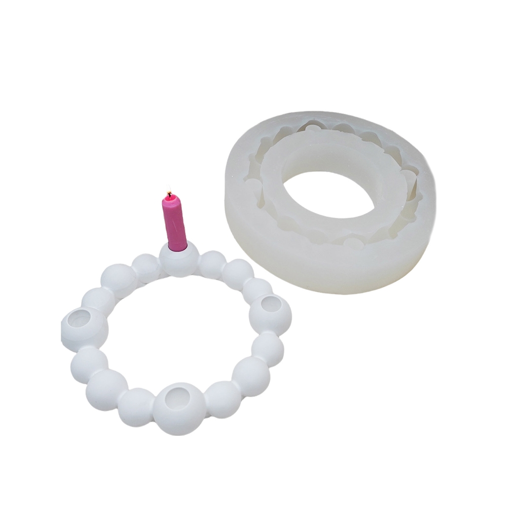 ZPAQI Elegant Sphere Candlestick Mould Candle Base Plaster Figurine Silicone Mold